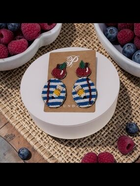 Plunder Cherry & Striped Oval  Earrings